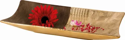 Produktbild von Moderne und große Deko Schale Obstschale aus Keramik gold/braun 39x18 cm