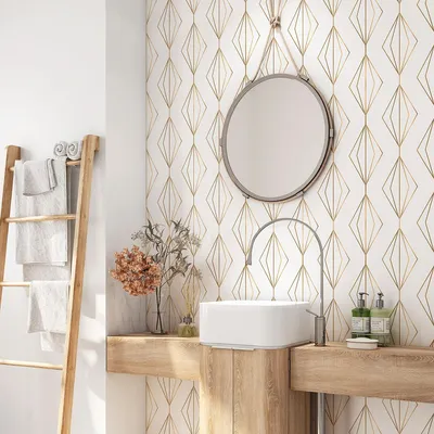 Produktbild von Selbstklebende Wandverkleidung für Badezimmer – Lumaléa – Geometrisches Muster – Selbstklebend + MATT-Schutz – 90 x 90 cm