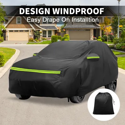 Image de Housse Voiture Pour Opel Grandland X 2017-24 210D-Pu Housse Voiture Complššte ExtšŠrieure Toutes Saisons ImpermšŠable Coupe-Vent Protection Solaire Fermeture šŠclair Conducteur Noir
