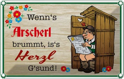 Produktbild von vianmo Blechschild 20x30 cm wenn's Arscherl brummt Dekoration Spruch Zitat