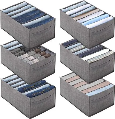 Immagine prodotto di Set di 6 organizer per cassetti Unyqoos® in tessuto non tessuto, dimensioni 35x24x17 cm – contenitori pieghevoli e impilabili per magliette, pantaloni e armadi