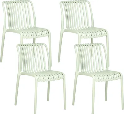 Produktbild von BELIANI Esszimmerstuhl 4er Set Hellgrün Kunststoff Stapelbar ohne Armlehnen Modernes Design Indoor & Outdoor Stuhlset Plastikstuhl Kunststoffstuhl