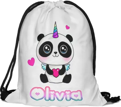 Produktbild von Kinder Turnbeutel mit Namen Beutel Fullprint Tasche Gymsac Jutebeutel Print Bag Fitness Pandacorn [010]