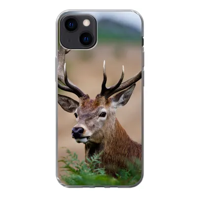 Produktbild von MuchoWow® Handyhülle Schutzhülle Hülle für iPhone 13 Hirsche - Farne - Natur Silikon Softcase Handy Hülle - Karteninhaber