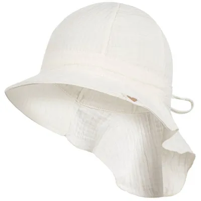 Produktbild von Schirmmütze Babymütze Mädchen mit Nackenschutz Sommer Baby Musselin, Creme, Gr. 50/52