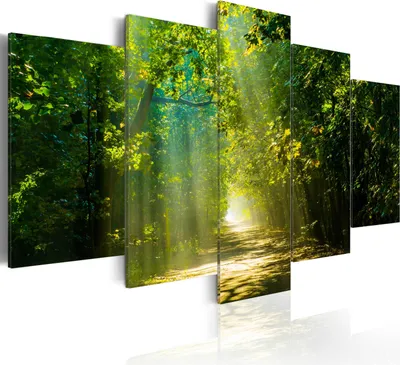 Produktbild von Leinwandbilder 200x100 cm Vlies Leinwandbild 5 tlg Kunstdruck modern Wandbilder XXL Wanddekoration Design Wand Bild - Weg Natur Sonne Sonnenschein c-A-0087-b-n