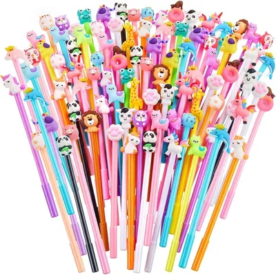 Image de TRANKIELO® - Lot de 80 stylos gel en forme d'animaux mignons - Encre noire de 0,5 mm - Stylos kawaii pour le bureau et les étudiants
