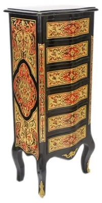 Image de Casa Padrino Commode Boulle baroque noir / or / rouge avec 6 tiroirs - Meubles Armoire Sideboard