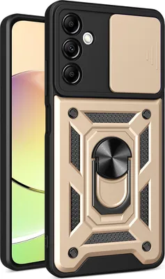 Produktbild von Hülle für Samsung Galaxy A14 5G/4G mit Ring Ständer Halter Dia Kameraschutz TPU PC Hybrid Handyhülle Gold