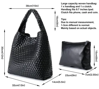 Immagine prodotto di Borsa a tracolla intrecciata, morbida, nera, ideale per l'estate