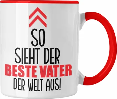 Produktbild von Trendation - Vater Tasse Geschenk Lustiger Spruch So Sieht Der Beste Papa Der Welt Aus Geschenkidee Geburtstag Vatertag (Rot)