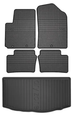 Productafbeelding van Rubberen automatten + kofferbakmat voor Kia Picanto II JE 2011-2017 (hatchback) – 5-delig, zwart, op maat – Wielganizator SolidPRO
