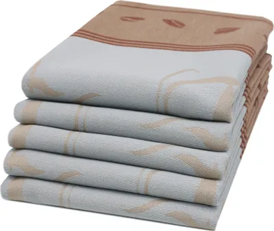 Produktbild von 5er Set Geschirrtücher, 50x70 cm, 100% Baumwolle, Kaffee Motiv, hellgrau braun