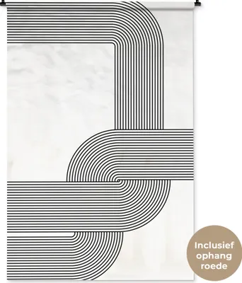 Produktbild von MuchoWow® Wandteppich Wandbehang Kunst - Minimalismus - Schwarz - Weiß 120x180 cm Tapisserie Dekoration Wandtuch - Schlafzimmer - Dekorationen für das Haus