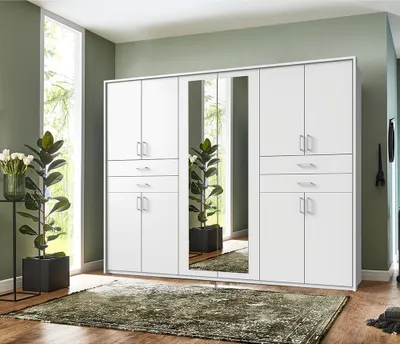 Produktbild von Kleiderschrank mit Passepartoutrahmen, 273 cm breit, modern in weiß, TREVISO-43