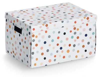 Zdjęcie produktu dla Zeller 14475 Zeller Dots Aufbewahrungsbox weiß, mit Punkten 25,0 x 35,0 x 20,0 cm