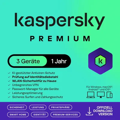 Produktbild von Kaspersky Premium Total Security 2027 | 3Geräte | VPN | Passwort Manager |Safe Kids