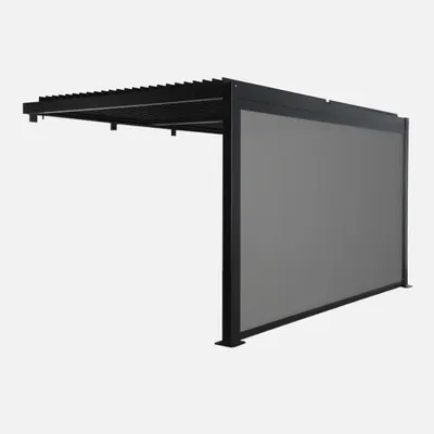 Produktbild von sweeek -  Wand Pergola Palace 3x4m mit Lamellendach + 1 Markise 4m - Schwarz