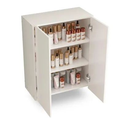Produktbild von Badezimmer Hängeschrank Weiß 2-türig Moderner Wandschrank 3 Einlegeböden 80 Cm