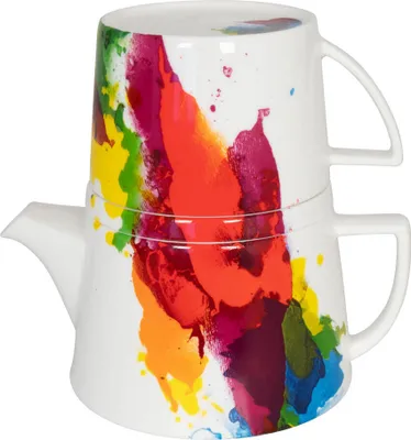 Immagine prodotto di Könitz Tea For Me On Colour Flow Kanne mit Deckel und Becher, Teekanne, Teebereiter, Bone China, 11 5 976 1694
