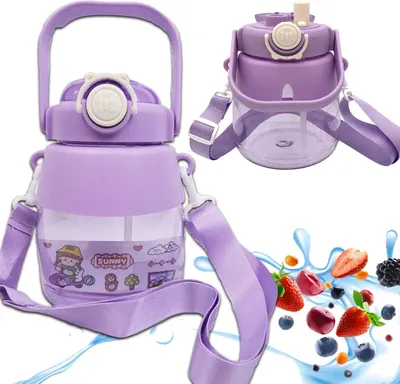 Produktbild von Extralink Kinder Trinkflasche 1L mit Strohhalm und Trageband