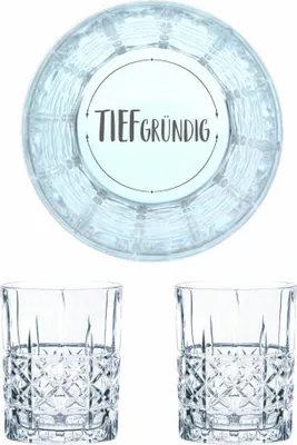 Immagine prodotto di Nachtmann Whiskyglas Gravur Tiefgründig, Whiskeygläser Set, Gravur, Geschenk, Kristallglas, 345 ml, 2er Set