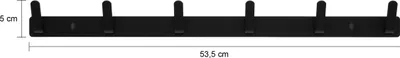 Immagine prodotto di QUVIO Appendiabiti da parete - Appendiabiti - Con ganci da parete neri - Appendiabiti da parete - Portasciugamani - Con 6 ganci - Alluminio - Nero - 3,5 x 53,5 x 5 cm