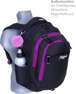 Produktbild von Schulrucksack 3 Teile Set Elephant Hero Signature Rucksack Schulmappe Mädchen Schulrucksackset Held Premium Schultasche Sporttasche Mäppchen Box 13015 Tiff Lila Violett Black rsm
