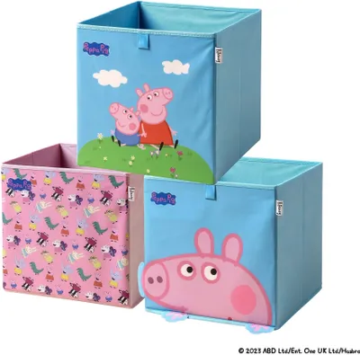 Produktbild von Lifeney meets "Peppa Wutz" Aufbewahrungsboxen für Kinder 3er Set  Box-Set mit Peppa Pig Motiven  33 x 33 x 33 cm passend für klassische Würfelregale