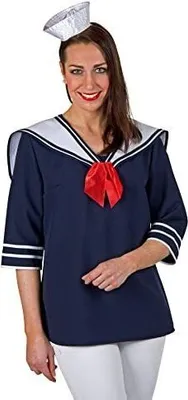 Produktbild von blaue Matrosenbluse und Kragen, für Damen