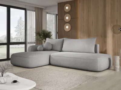 Produktbild von DomoHome Ecksofa BABU Mit Bettfunktion – Moderne Polsterecke Für Wohnzimmer Funktionales Schlafsofa Im Stoff NOW OR NEVER Größe: 300x105x60cm, Linke Seite Farbe: GRAFIT