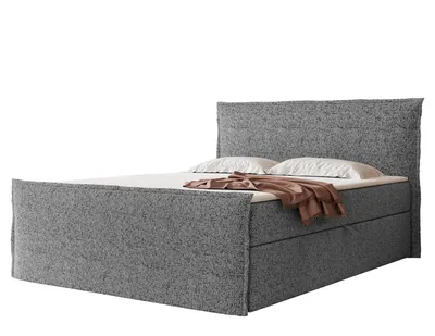 Produktbild von Boxspringbett LIZIO 180x200 Ohren-Kopfteil Bettkasten Bonellmatratze Grau