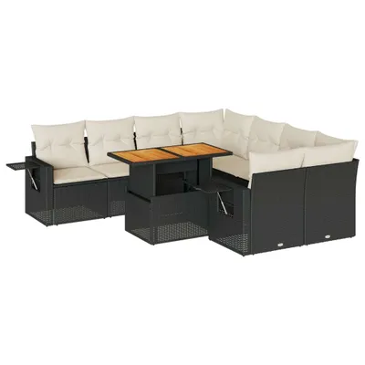 Produktbild von "2026 MODERNE" 9-tlg. Garten-Sofagarnitur/Garten-Essgruppe - Lounge-Set - Balkonmöbel Set - mit Kissen Schwarz Poly Rattan - Gartenmöbelset CC3717854