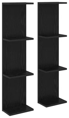 Produktbild von vidaXL Wandregal 2 pcs Schwarze Eiche 25 x 15 x 100 cm Holzwerkstoff