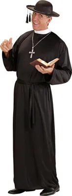 Produktbild von Schwarzes Priester Monsignore Kostüm als Pater Verkleidung für Fasching Größe: M