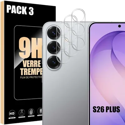 Image de 3 Verres Trempés Caméra pour Samsung Galaxy S26 Plus, Protection Anti-Rayures 9H Antichoc