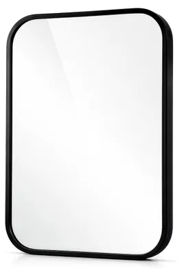 Produktbild von Wandspiegel für das Bad 40x30 cm, Rechteckiger Spiegel mit Metallrahmen in Schwarz, Moderner Aufhängespiegel für Badezimmer, Flur, Schlafzimmer und Wohnzimmer