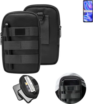 Produktbild von K-S-Trade Holster Gürtel Tasche kompatibel mit Motorola Moto One 5G Handy Tasche Schutz Hülle dunkel-grau viele Fächer, 1x
