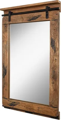 Image de MASSIVMOEBEL24 | Miroir 60x100cm - Bois de manguier laqué (Bois naturel) - RAILWAY #165