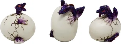 Produktbild von 3er Set lila Drachen schlüpfen aus Dracheneier