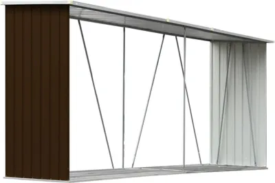 Zdjęcie produktu dla vidaXL Schowek na drewno opałowe Stal ocynkowana 330x84x152 cm Brązowy