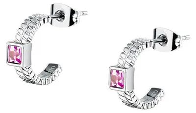 Immagine prodotto di Orecchini in acciaio con cristalli color fucsia Gioia SAVY43