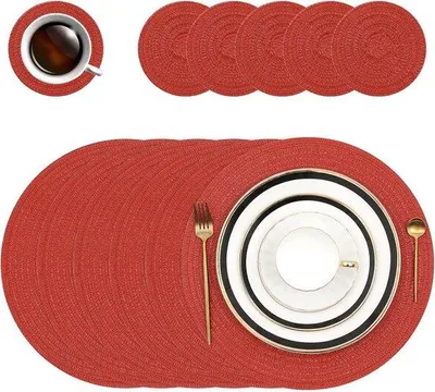Produktbild von Famanu Platzsets und Untersetzer - Set von 6, rund, Baumwolle, hitzebeständig, waschbar, rutschfest