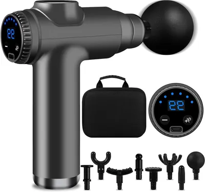 Productafbeelding van Mini Massage Gun - Spierontspanning Apparaat - Herstel Bevorderen - 99 Snelheden Instelbaar - 10x5x10 cm - Zwart