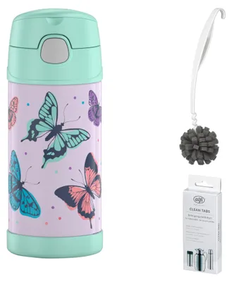 Immagine prodotto di THERMOS FUNTAINER STRAW BOTTLE 0,35 l Trinkflasche butterflies – Vorteilsset mit Reinigungsbürste CLEAN FIX 30 cm + CLEAN TABS (20 Stück) | HAN 4113401035 | EAN 4002458524257