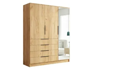 Produktbild von Bogota Kleiderschrank mit Drehtüren, Schubladen und Spiegel - Gold Craft - 150 x 61 x 215 cm