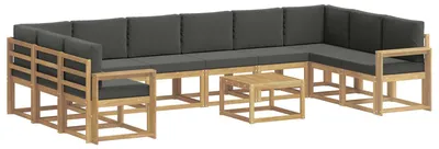 Image de Ensemble de canapés d'extérieur vidaXL avec coussins, 11 pièces, blanc et anthracite