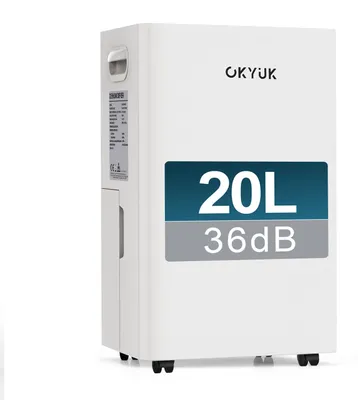 Image de Déshumidificateur d'air électrique OKYUK, capacité de 20 litres, avec affichage numérique de l'humidité, durée de fonctionnement : 36 jours