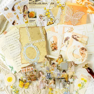 Scrapbook-Sticker-Set, 50 Stück, Vintage, Mädchen, Journaling