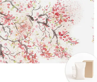 Produktbild von Selbstklebende Fototapete - Wandbilder für Wohnzimmer - 104x70 cm - Dekorative Wandfolie - Modernes Design für Wanddekoration - Tapeten für Innenräume - Blühende Zweige